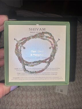 Shivam Opal, Onyx & Morganite Multi‑Bead Bracelet - Pastel Mix